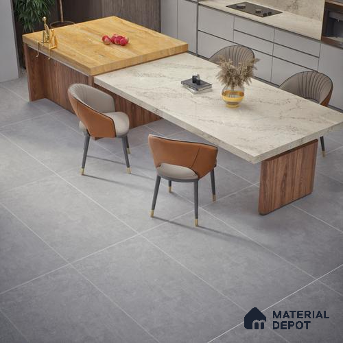 Cement Floor & Wall Tile TL 06818 Gravier Swift Grey 4 ft x 2 ft Vitrified Carving Matte Finish - 9 mm | 6 Random Design | Suitable for Living Room, Bedroom, Bathroom