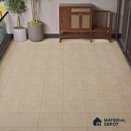 Budget Friendly Cement Look Value for Money Parking Latte Dune Floor Tile 16 x 16 inch | TL 06247 B | Vitrified Matte Finish Tile - 12 mm | Suitable For Parking, Outdoor, Balcony & Terrace | Pattern Alignment May Vary | 2-3 mm Spacer is Mandatory