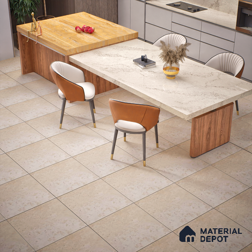Cement Tile TL 04794 Zellige Kent Plain Beige Beige 1 ft x 1 ft Vitrified Matte Finish - 11 mm | Suitable for Kitchen, Bathroom, Balcony Floor & Wall