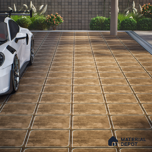 Cement Floor Tile TL 04782 Earthen Slate Bronze Slate 16 x 16 inch Vitrified Anti Skid Matte Finish - 12 mm | Suitable for Parking, Terrace, Balcony, Courtyard | Pattern Alignment May Vary | 2-3 mm Spacer is Mandatory