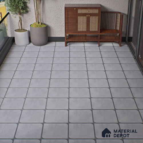 Cement Floor Tile TL 04782 D Earthen Slate Dove Grey 16 x 16 inch Vitrified Anti Skid Matte Finish - 12 mm | Suitable for Parking, Terrace, Balcony, Courtyard | Pattern Alignment May Vary | 2-3 mm Spacer is Mandatory
