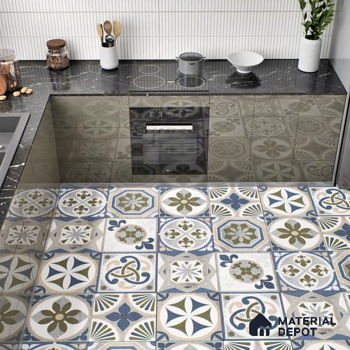 Moroccan Tile TL 04797 B Zellige Grey Plano Decor Multi Colour 1 ft x 1 ft Vitrified Matte Finish - 11 mm | Suitable for Kitchen, Bathroom, Balcony Floor & Wall | Please Expect a Slight Variation of Pattern