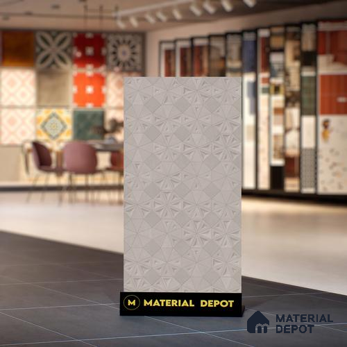 Punch Wall Tile TL 06180 C Trigon Lemmy Ash Triangle 4 ft x 2 ft Vitrified Lustera Effect Feather Feel Matte Finish - 8.5 mm | 3 Random Design | Suitable for Living Room, Bedroom, Bathroom