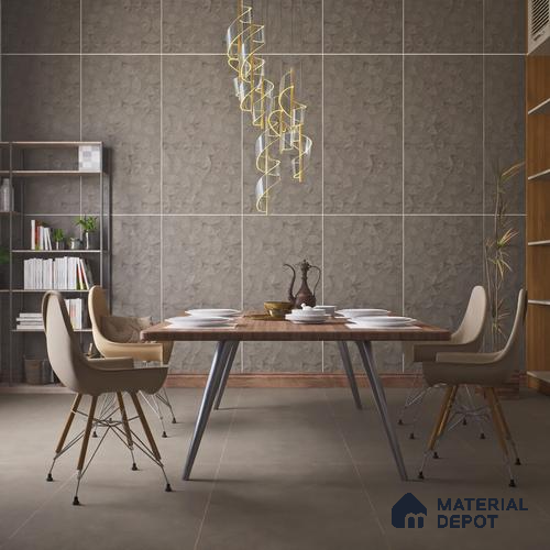 Punch Wall Tile TL 06181 C Trigon Lemmy Concrete Triangle 4 ft x 2 ft Vitrified Lustera Effect Feather Feel Matte Finish - 8.5 mm | 3 Random Design | Suitable for Living Room, Bedroom, Bathroom