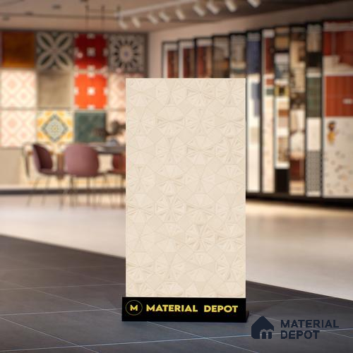 Punch Wall Tile TL 06182 C Trigon Lemmy Crema Triangle 4 ft x 2 ft Vitrified Lustera Effect Feather Feel Matte Finish - 8.5 mm | 3 Random Design | Suitable for Living Room, Bedroom, Bathroom