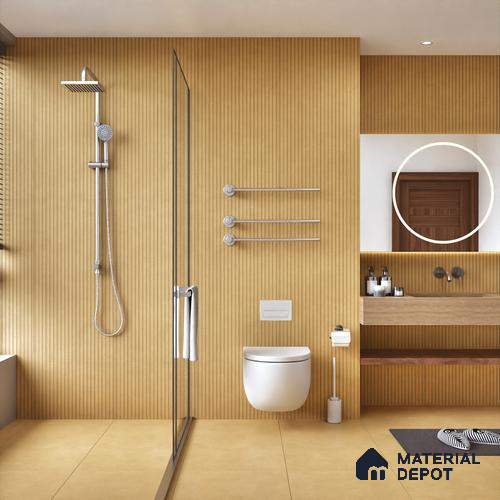 Punch Wall Tile TL 06184 B Lemmy Caramel Comb 4 ft x 2 ft Vitrified Lustera Effect Feather Feel Matte Finish - 8.5 mm | Suitable for Living Room, Bedroom, Bathroom | image 06