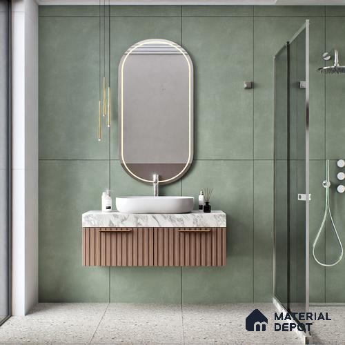 Cement Wall & Floor Tile TL 06186 Lemmy Emerald 4 ft x 2 ft Vitrified Lustera Effect Feather Feel Matte Finish - 8.5 mm | 11 Random Design | Suitable for Living Room, Bedroom, Bathroom | Image 06