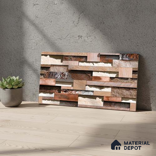 TL 05887 Chestnut Cocoa 600x300 mm Sugar Finish Random Design Vitrified Elevation Wall Tile - 8 mm