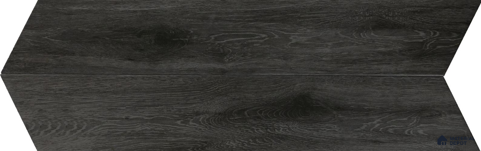 Wood Look Floor Tile TL 01211 Chevron Oaklore Nero 35.43 inch x 6 inch Matte Finish Porcelain Tile - 9 mm | Suitable For living Room, Bedroom, Bathroom | 2-3 mm Spacer is Mandatory