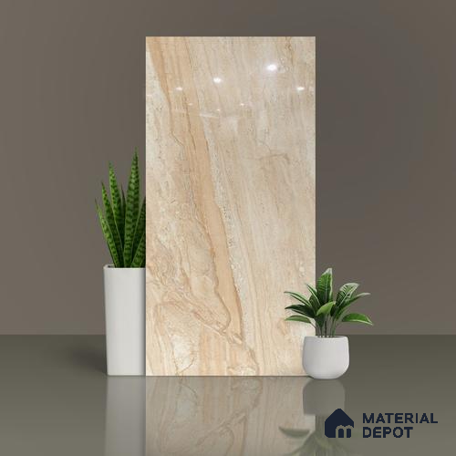 Marble Floor & Wall Tile TL 02205 Chrism Cream 4 ft x 2 ft Glossy Finish Vitrified Tile - 9 mm (Random 5)