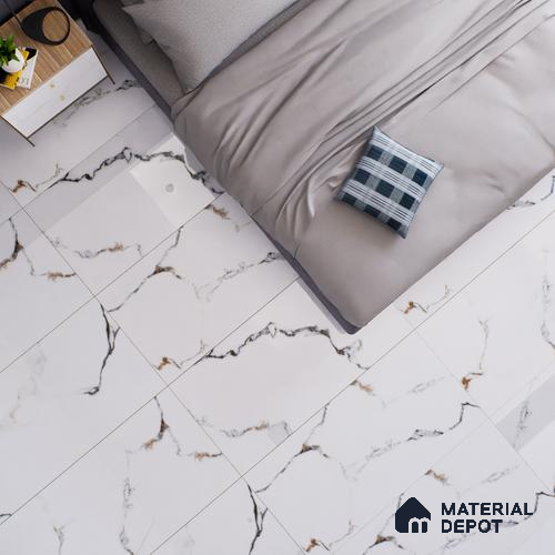 Marble Floor & Wall Tile TL 02210 Chrome White 4 ft x 2 ft Glossy Finish Vitrified Tile - 9 mm (Random 5 )