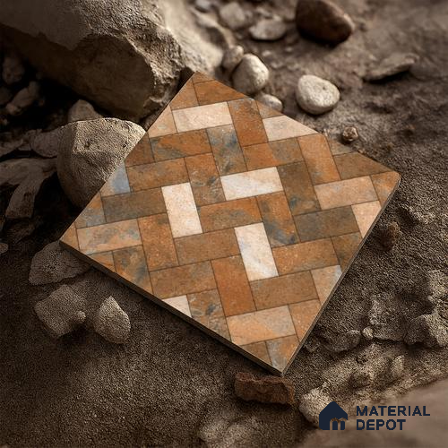 Budget Friendly Stone Look Value for Money Parking  Floor Tile 16 x 16 inch | TL 00661 | Vitrified Matte Finish Tile - 12 mm | Suitable For Parking, Outdoor, Balcony & Terrace | Pattern Alignment May Vary | 2-3 mm Spacer is Mandatory