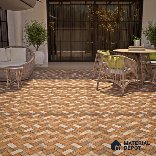 Budget Friendly Stone Look Value for Money Parking  Floor Tile 16 x 16 inch | TL 00661 | Vitrified Matte Finish Tile - 12 mm | Suitable For Parking, Outdoor, Balcony & Terrace | Pattern Alignment May Vary | 2-3 mm Spacer is Mandatory