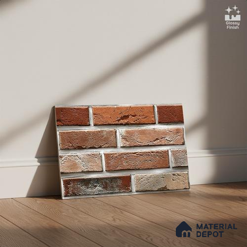 Brick Wall Tile TL 05552 Cocoa Brown 450x300 mm Glossy Finish Ceramic Elevation Tile - 6 mm