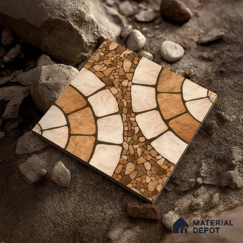 Budget Friendly Stone Look Value for Money Parking  Floor Tile 16 x 16 inch | TL 00659 | Vitrified Matte Finish Tile - 12 mm | Suitable For Parking, Outdoor, Balcony & Terrace | Pattern Alignment May Vary | 2-3 mm Spacer is Mandatory
