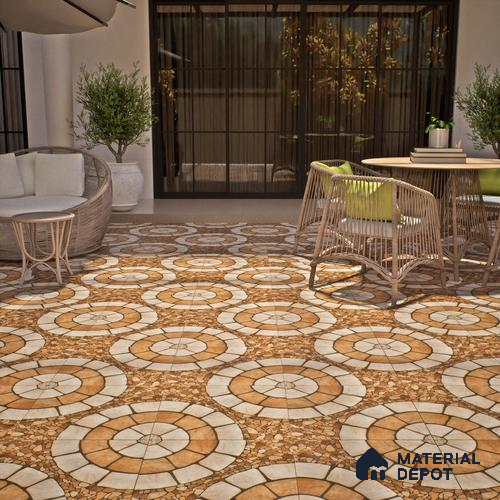 Budget Friendly Stone Look Value for Money Parking  Floor Tile 16 x 16 inch | TL 00659 | Vitrified Matte Finish Tile - 12 mm | Suitable For Parking, Outdoor, Balcony & Terrace | Pattern Alignment May Vary | 2-3 mm Spacer is Mandatory