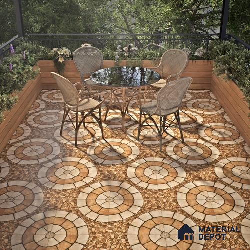 Budget Friendly Stone Look Value for Money Parking  Floor Tile 16 x 16 inch | TL 00659 | Vitrified Matte Finish Tile - 12 mm | Suitable For Parking, Outdoor, Balcony & Terrace | Pattern Alignment May Vary | 2-3 mm Spacer is Mandatory