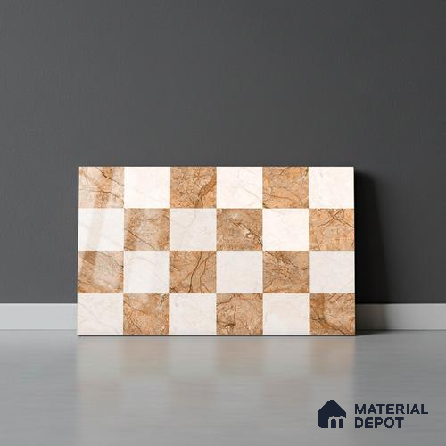 TL 01900 B Brown & Cream Highlighter 1 18 x 12 inch Glossy Finish Ceramic Wall Tile - 6 mm