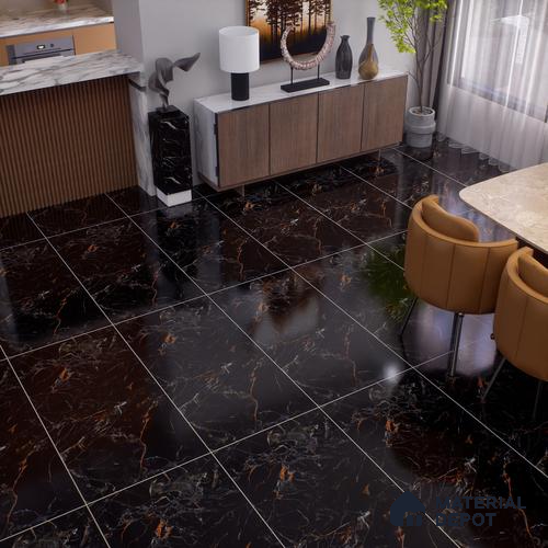 TL 00951 Costa Black 1200x600 mm High Gloss Finish Vitrified Wall & Floor Tile - 9 mm