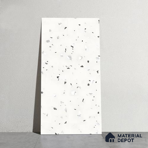 Terrazzo Floor & Wall Tile | TL 01076 Cotton White | 4 ft x 2 ft Matte Finish Vitrified Tile - 9 mm | Suitable For Living Room, Bedroom, Bathroom