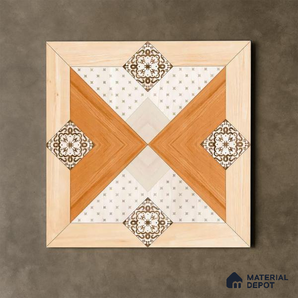 TL 00553 Cream & Brown 2 ft x 2 ft Matte Finish Porcelain Floor & Wall Tile - 9.5 mm | Please Expect a Slight Variation of Pattern