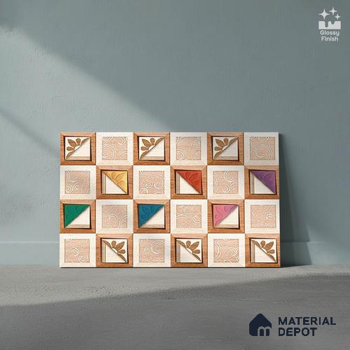 TL 01890 B Brownish Cream Highlighter 2 18 x 12 inch Glossy Finish Ceramic Wall Tile - 6 mm
