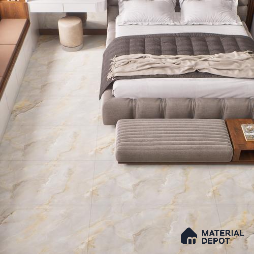 Marble Look Wall & Floor Tile TL 06640 Selva Onyx Crema Glit 4 ft x 2 ft Vitrified Matte Finish - 9 mm | (Random 6) | Suitable for Living Room, Bedroom, Bathroom, Kitchen, Office, Elevation & Dining