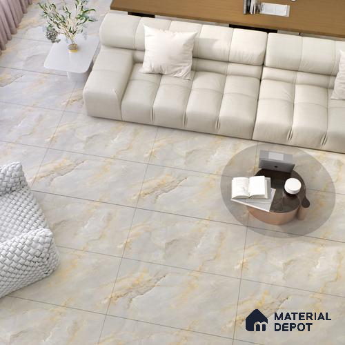 Marble Look Wall & Floor Tile TL 06640 Selva Onyx Crema Glit 4 ft x 2 ft Vitrified Matte Finish - 9 mm | (Random 6) | Suitable for Living Room, Bedroom, Bathroom, Kitchen, Office, Elevation & Dining