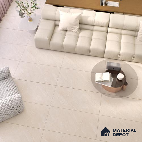 Marble Look Wall & Floor Tile TL 06636 Euri Crema Glit 4 ft x 2 ft Vitrified Matte Finish - 9 mm | (Random 4) | Suitable for Living Room, Bedroom, Bathroom, Kitchen, Office, Elevation & Dining