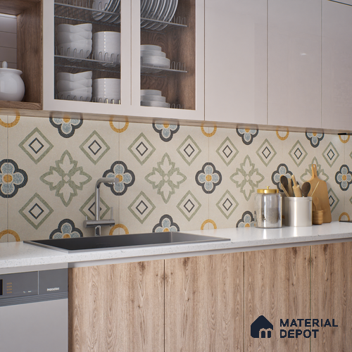 Moroccan Wall & Floor Tile TL 06603 Seta Crema 2 ft x 2 ft Vitrified Matte Finish - 9 mm | Suitable for Living Room, Balcony, Courtyard | Please Expect a Slight Variation of Pattern