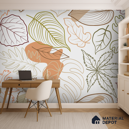 Botanical Sketch Vintage Blossom Peach Flair | WP 04135 B Non Woven Matte Finish Tropical Style Premium Customized size Wallpaper | 150 GSM WP01MTF Paper | (MOQ = 30 Sq. Ft.)