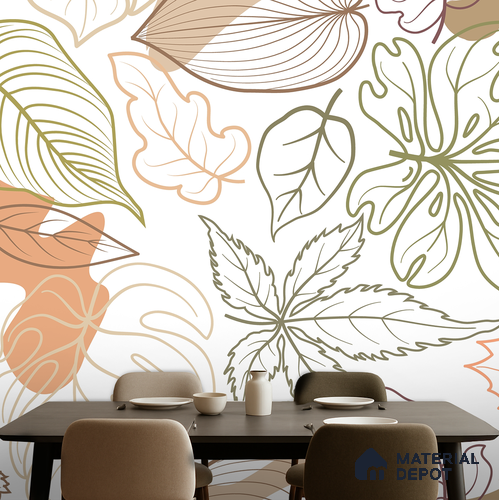 Botanical Sketch Vintage Blossom Peach Flair | WP 04135 Canvas Texture Finish Tropical Style luxurious Customized size Wallpaper | 250 GSM WP01CNF Paper | (MOQ = 30 Sq. Ft.)