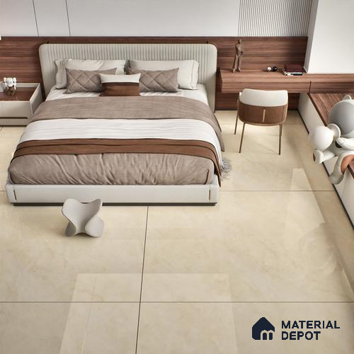 TL 09774 Crema Venice 6 ft x 4 ft Glossy Finish Vitrified Floor & Wall Tile - 9 mm | Adhesive and Spacers Must be Used During Installation