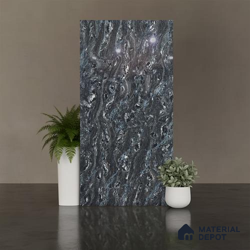 Double Charge Floor & Wall Tile TL 00438 Dualcore Tint Black 4 ft x 2 ft Vitrified Glossy Finish - 9 mm | Suitable for Bedroom, Living Room, Office & Bathroom Wall