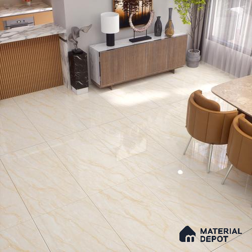 Marble Floor & Wall Tile TL 02192 Drete Beige 4 ft x 2 ft Glossy Finish Vitrified Tile - 9 mm