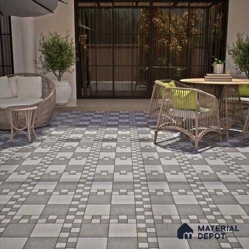 Budget Friendly Stone Look Value for Money Parking  Floor Tile 16 x 16 inch | TL 00658 B | Vitrified Matte Finish Tile - 12 mm | Suitable For Parking, Outdoor, Balcony & Terrace | Pattern Alignment May Vary | 2-3 mm Spacer is Mandatory