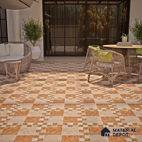 Budget Friendly Stone Look Value for Money Parking  Floor Tile 16 x 16 inch | TL 00658 A | Vitrified Matte Finish Tile - 12 mm | Suitable For Parking, Outdoor, Balcony & Terrace | Pattern Alignment May Vary | 2-3 mm Spacer is Mandatory