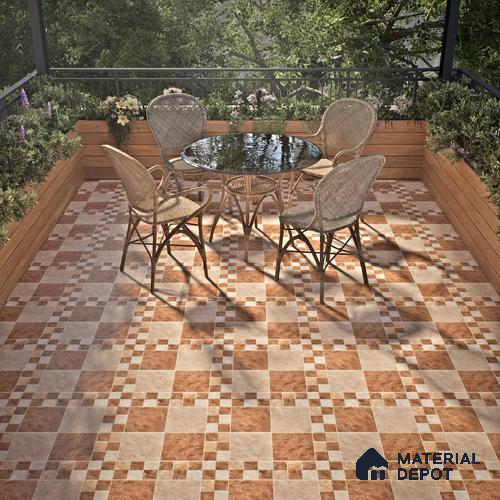 Budget Friendly Stone Look Value for Money Parking  Floor Tile 16 x 16 inch | TL 00658 A | Vitrified Matte Finish Tile - 12 mm | Suitable For Parking, Outdoor, Balcony & Terrace | Pattern Alignment May Vary | 2-3 mm Spacer is Mandatory