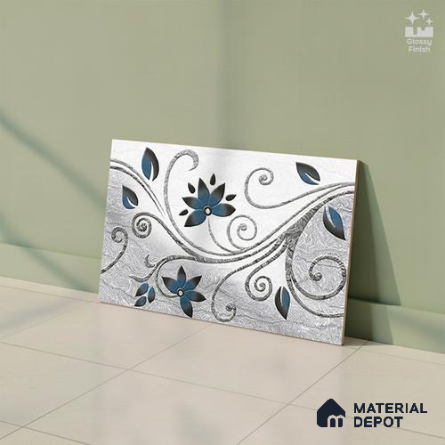 Highlighter Wall Tile TL 01917 C Silver & Blue Highlighter 2 18 x 12 inch Glossy Finish Ceramic Wall Tile - 6 mm