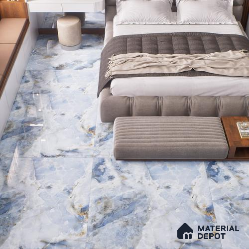 Budget Friendly Marble Wall & Floor Tile Value for Money TL 05938 B Terravia Azulora Onyx 4 ft x 2 ft - Vitrified  Glossy Finish - 8.5 mm | 3 Random Designs | Suitable for Living Room, Bedroom & Bathroom