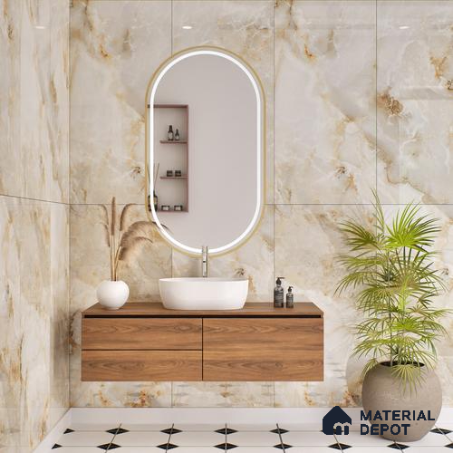 Budget Friendly Endless Wall & Floor Tile Value for Money TL 05938 Terravia Aurix Onyx 4 ft x 2 ft - Vitrified Endless Glossy Finish - 8.5 mm | 7 Random Designs | Suitable for Living Room, Bedroom & Bathroom