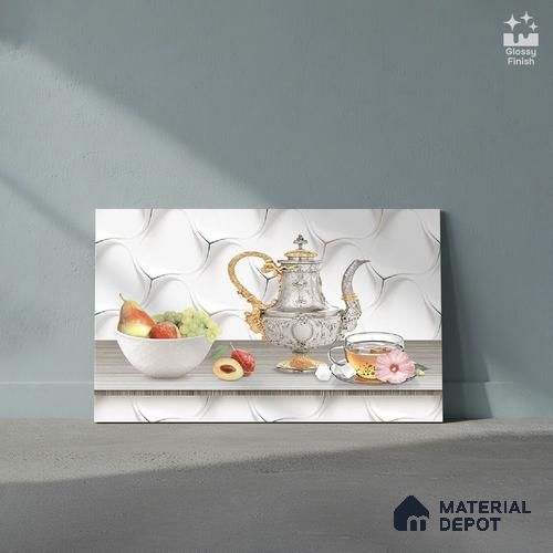 TL 01911 B Ice White & Grey Highlighter 1 18 x 12 inch Glossy Finish Ceramic Wall Tile - 6 mm