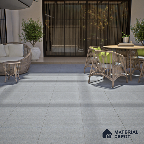 Terrazzo Floor Tile TL 00003 Polo Grey 600 x 600 mm Plain Look Matte Finish Anti Skid Outdoor Vitrified Parking Tile - 12 mm