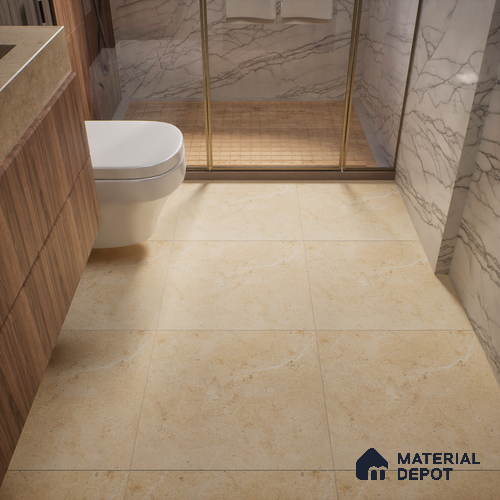 TL 00006 Alaska Ivory 600 x 600 mm Punch Look Matte Finish Anti Skid Outdoor Vitrified Parking Tile - 12 mm