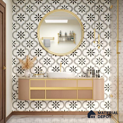 Moroccan Wall & Floor Tile TL 04938 Marrakech Minimalistic Moreno 1 ft x 1 ft Ceramic Matte Finish - 9 mm | Suitable for Bathroom, Kitchen, Dining Area | Please Expect a Slight Variation of Pattern