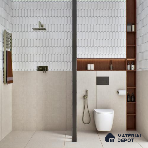 Fabric Floor & Wall Tile TL 06092 B Fabrica Bone 4 ft x 2 ft Vitrified Matte Finish - 9 mm | 8 Random Design | Suitable For Living Room, Bedroom, Bathroom, Kitchen