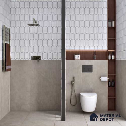 Fabric Wall & Floor Tile TL 06092 D Fabrica Grigio 4 ft x 2 ft Vitrified Matte Finish - 9 mm | 8 Random Design | Suitable For Living Room, Bedroom, Bathroom, Kitchen