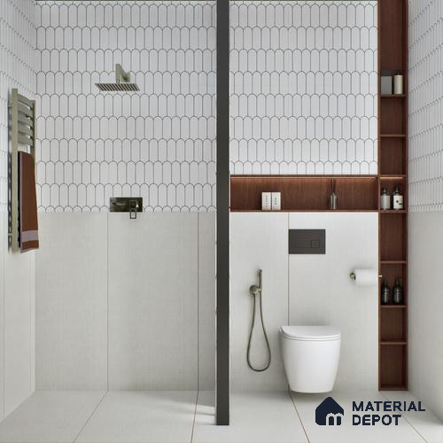 Fabric Floor & Wall Tile TL 06092 Fabrica Bianco 4 ft x 2 ft Vitrified Matte Finish - 9 mm | 8 Random Design | Suitable For Living Room, Bedroom, Bathroom, Kitchen