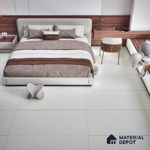 Fabric Floor & Wall Tile TL 06092 Fabrica Bianco 4 ft x 2 ft Vitrified Matte Finish - 9 mm | 8 Random Design | Suitable For Living Room, Bedroom, Bathroom, Kitchen