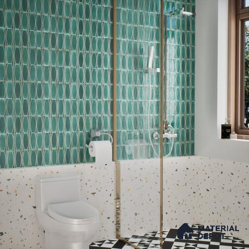 Faux Subway Wall Tile TL 05379 C Miraq Chester Jade Green 2 ft x 1 ft Ceramic Glossy Finish - 8 mm | Suitable For Kitchen, Bathroom Walls and Backsplashes | Image 06